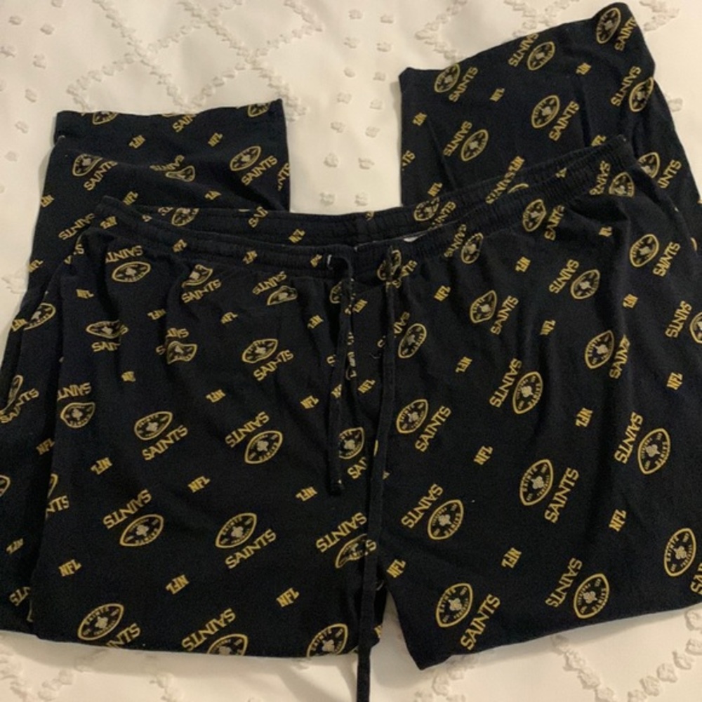 Mens New Orleans Saints Sleep Pants sz 2XL NFL Team Apparel Black Gold